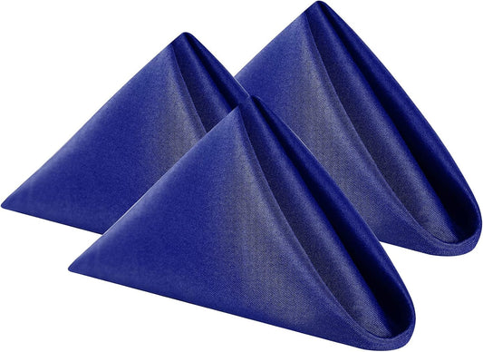 Cloth Napkins 17x17 inch Washable Polyester Dinner Napkins Soft Table Napkins for Wedding Party Dining Banquet(Royal Blue,12PCS)