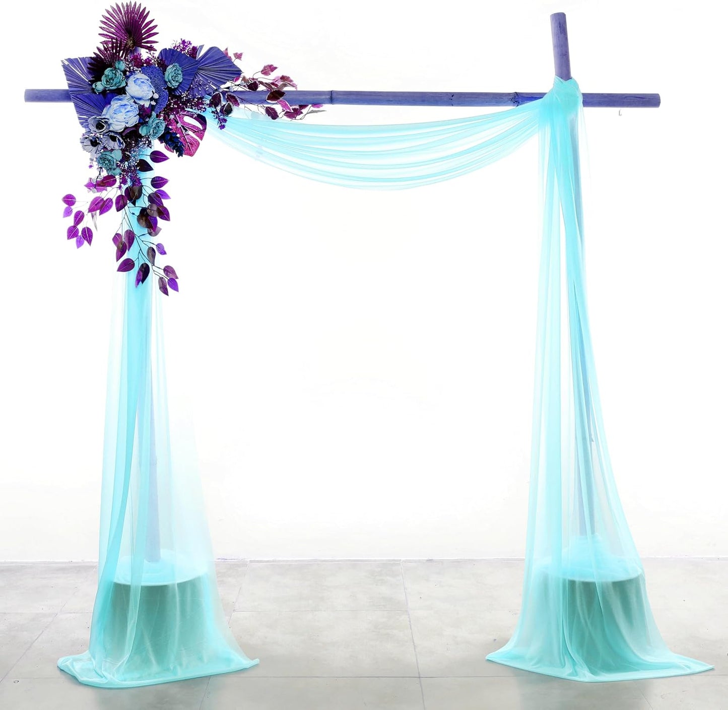 VDS Pack of 2 Panel (30 Inch X 20 Feet) Wedding Arch Draping Fabric Sheer Chiffon Fabric Drapery for Wedding Ceremony Reception Swag Backdrop Canopy Chuppah ARBO Altars Decoration (Teal)
