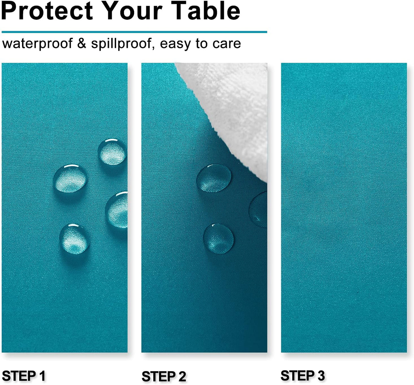 Hiasan 2 Pieces Turquoise Rectangle Tablecloth - Water Resistant and Spillproof Dining Room Washable Fabric Table Cloth for Dining Room, Polyester, 30 x 60 Inch