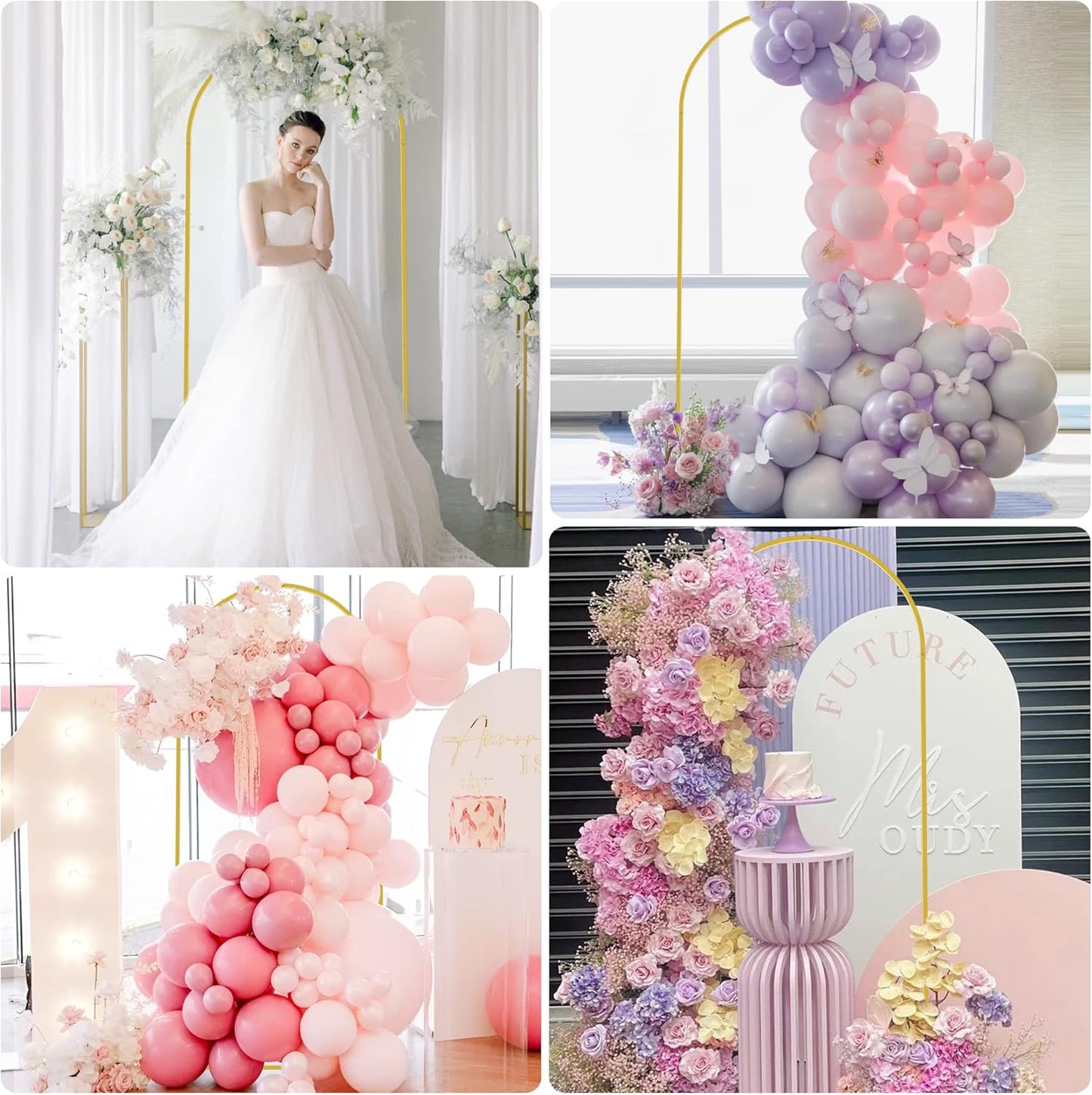 Wokceer 6 FT Wedding Arch Stand and Arch CoverMetal Arch Stand with Arch Stand Cover for Birthday Party Wedding Ceremony Bridal Baby Shower Event Decor