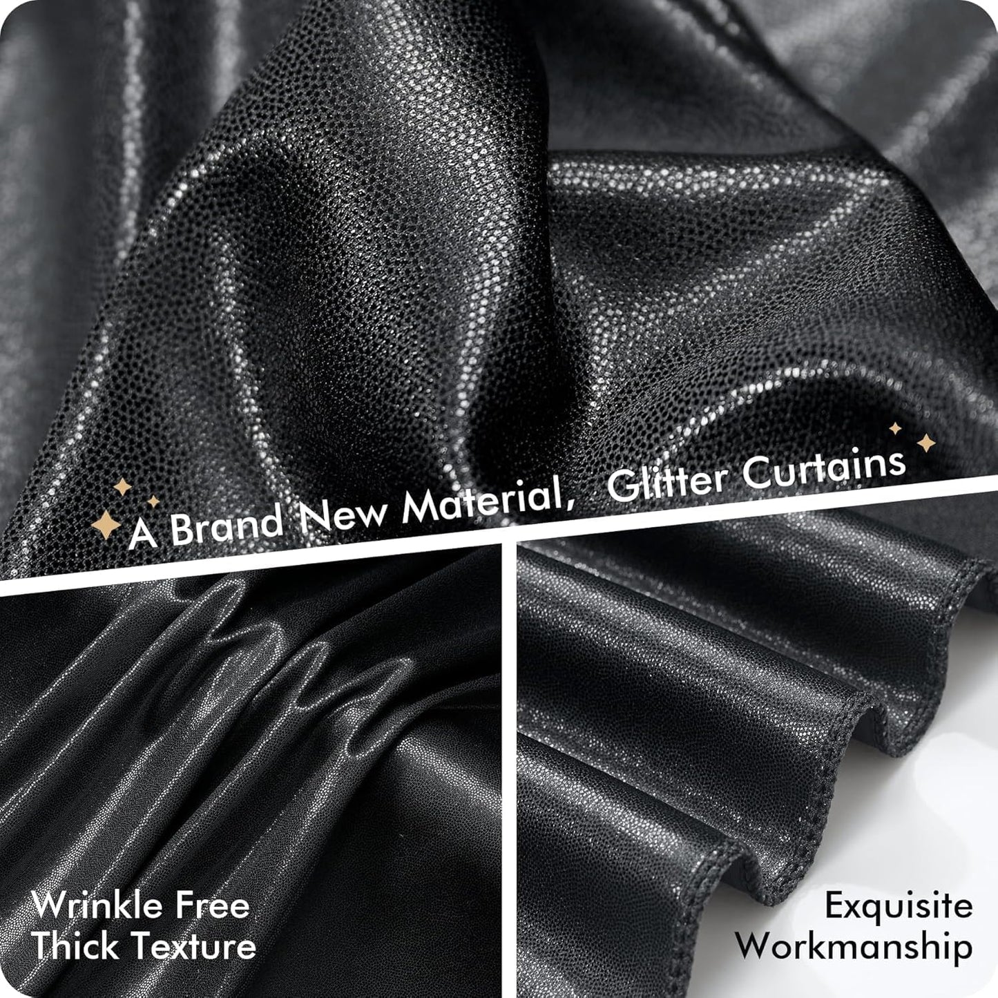 30ftx10 ft Black Glitter Sequin Backdrop Curtain for Parties, Wrinkle Free Sparking Backdrop Drapes, 6 Panels 5x10ft Shimmer Photo Back Drop Cloth for Wedding Birthday Photography Background