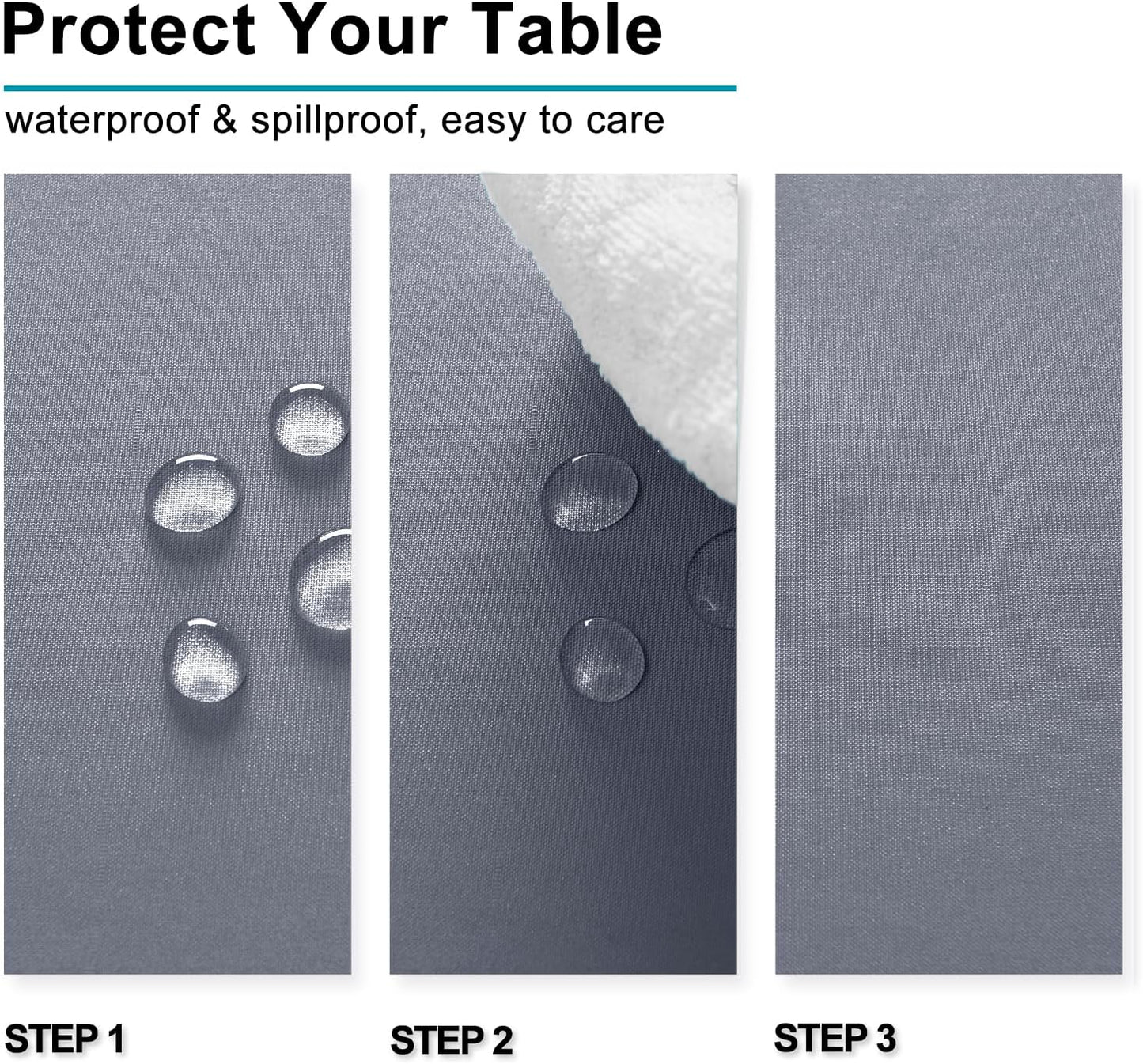 Hiasan Light Gray Rectangle Tablecloth - Waterproof Spillproof and Wrinkle Resistant Washable Polyester Table Cloth for Dining Party, 90 x 132 inch