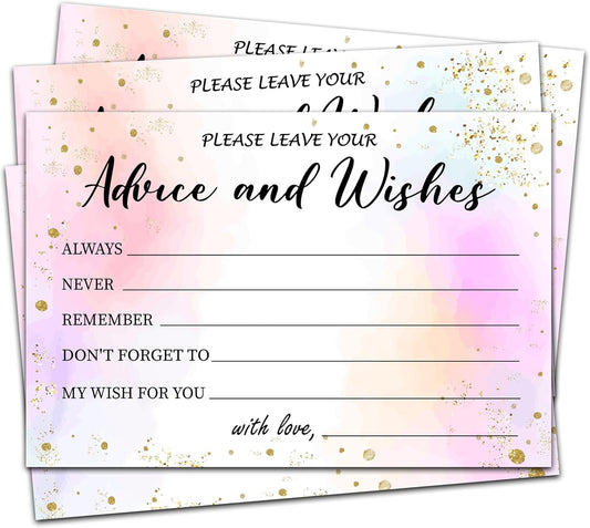 Advice And Wishes Cards (25pcs), Tie-Dye Advice Cards For Mr And Mrs, Bride And Groom, New Parents, Bridal Shower, Baby Shower, Engagement, Wedding, Bachelorette Party Games Decor -A13