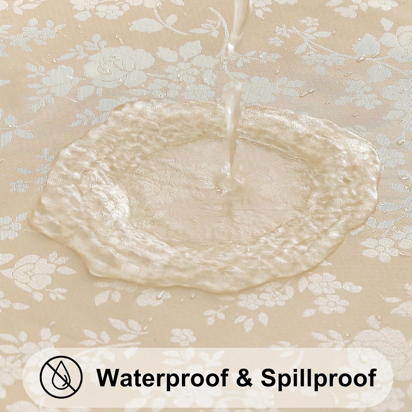 Smiry Round Table Cloth, Waterproof Heavy Duty Vinyl Tablecloths, Wipeable Washable Table Cover for Kitchen and Dining Room (Beige, 70" Round)
