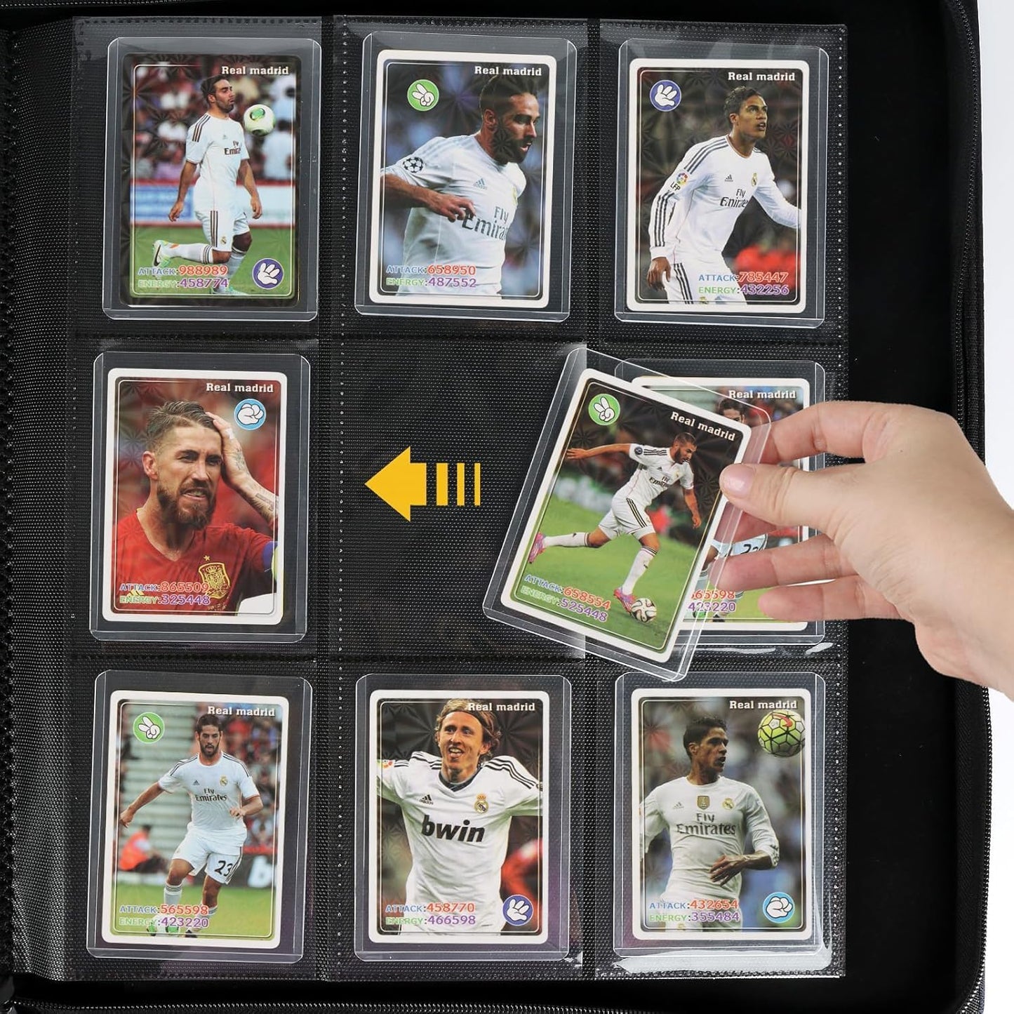Toploader Binder with 9-Pocket Pages, Holds 288 "3×4" Rigid Toploader Hard Cases, Card Holder for Collectible Cards or Sports Cards, Durable Sleeves for Storage & Display (Black)