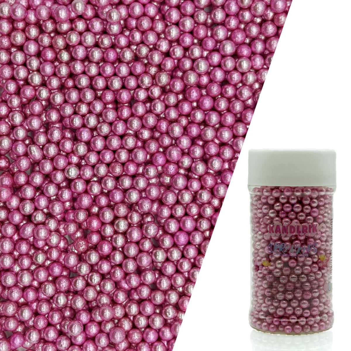 Edible Silver Pink Pearl Sugar Sprinkles Candy 4mm Mini Pearls Cake Decorations Cupcake Toppers Cookie Decorating Perfect for Wedding Party Valentine Halloween Christmas Supplies 3OZ