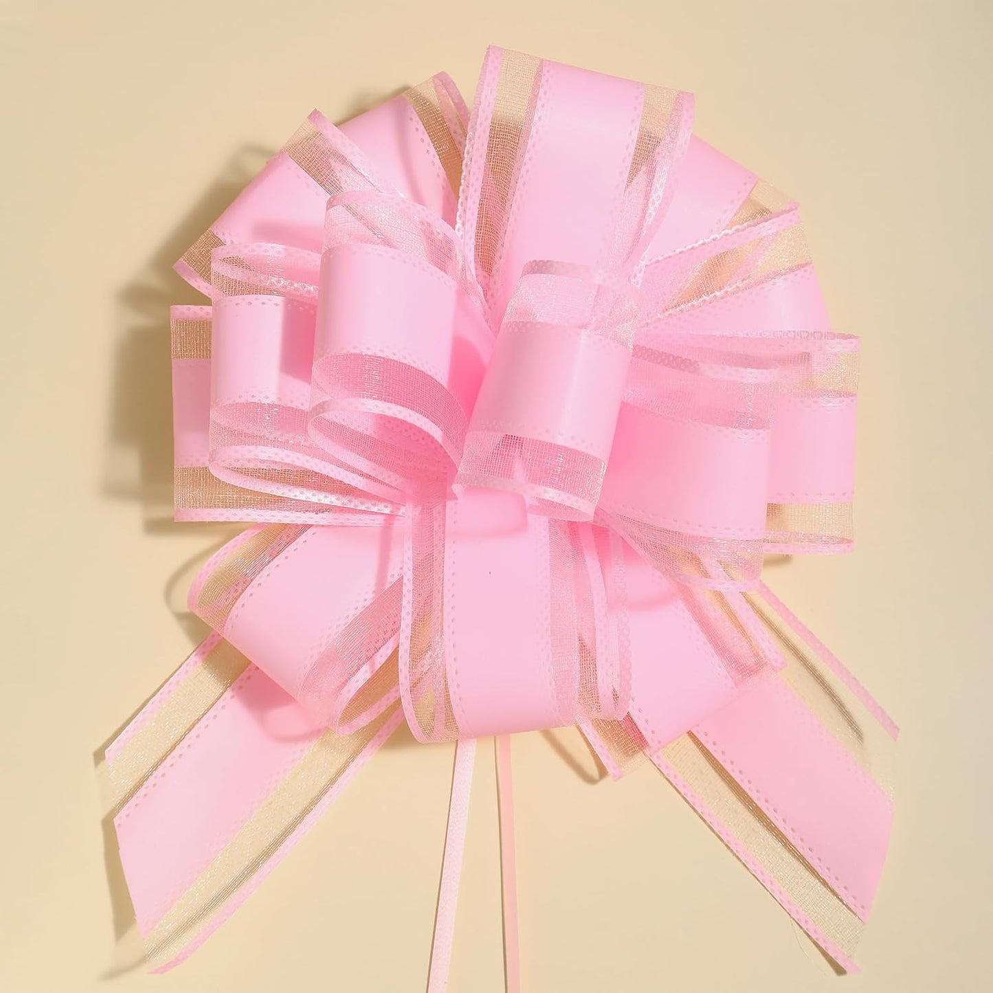 6 Pieces Large Pull Bows,6 inches,Bow for Gift Wrapping,Pull Bows for Party Birthday Gift Wedding Baskets Gift Decorations, Flower Decorations (Pink)