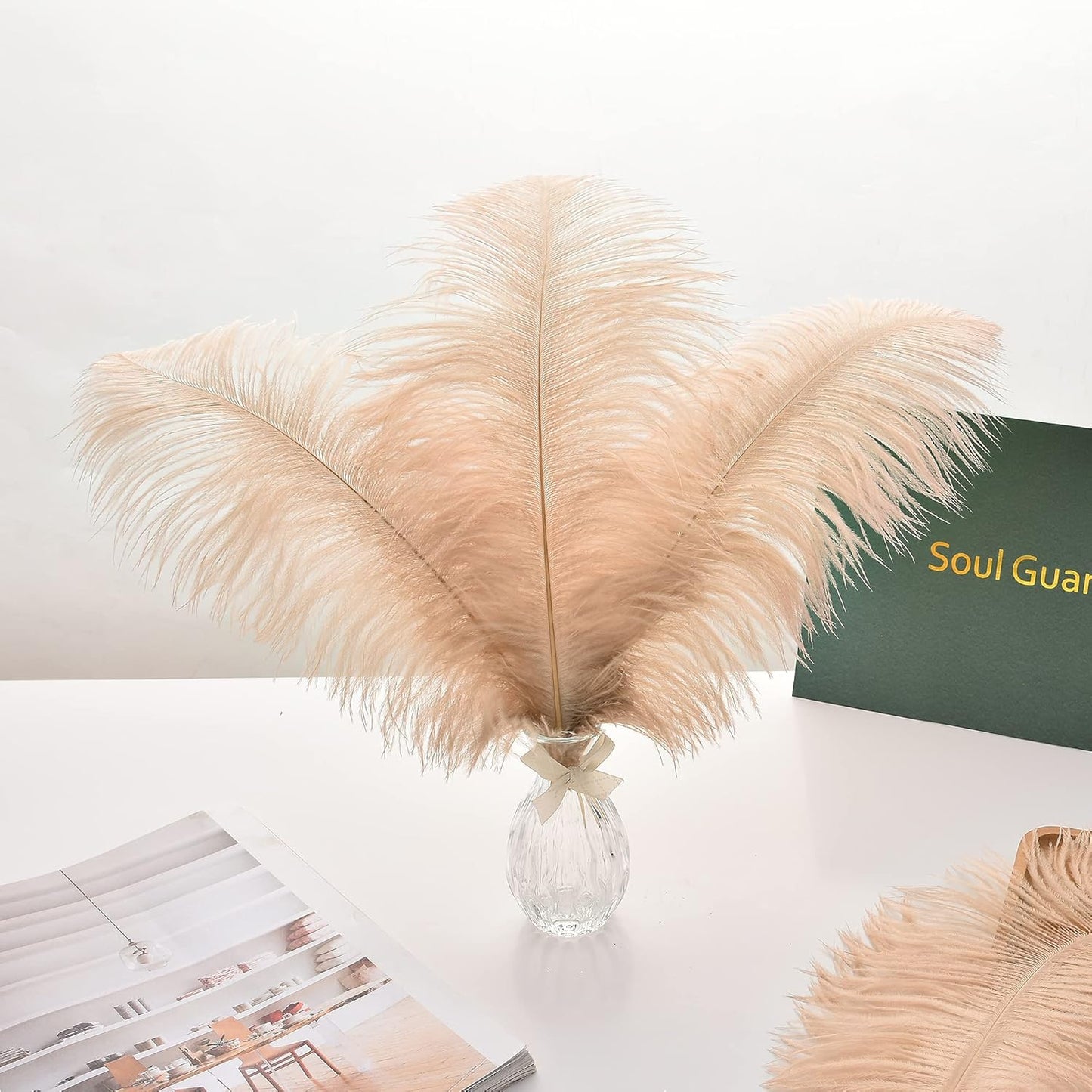 Ballinger Champagne Ostrich Feathers Bulk - 24pcs 10-12inch Boho Feathers for vase and Home Decor Wedding Party Centerpieces