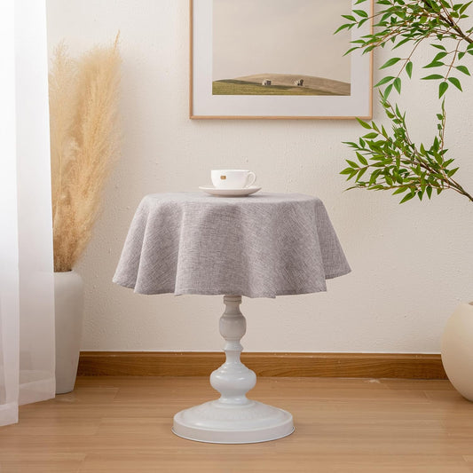 Hiasan Round Linen Tablecloth 30 Inch - Wrinkle and Stain Resistant Washable Polyester Fabric Table Cloth for Dining Room Kitchen Party, Stone
