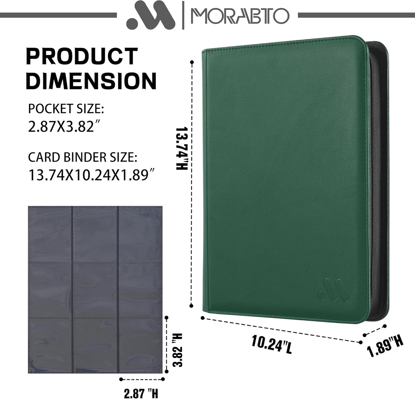 Card Binder 9 Pocket,Trading Card Binder Holds up to 360 Cards with 20 Sleeves,Zipper Card Holder Album Compatible with TCG Card/Game Cards/Sports Card