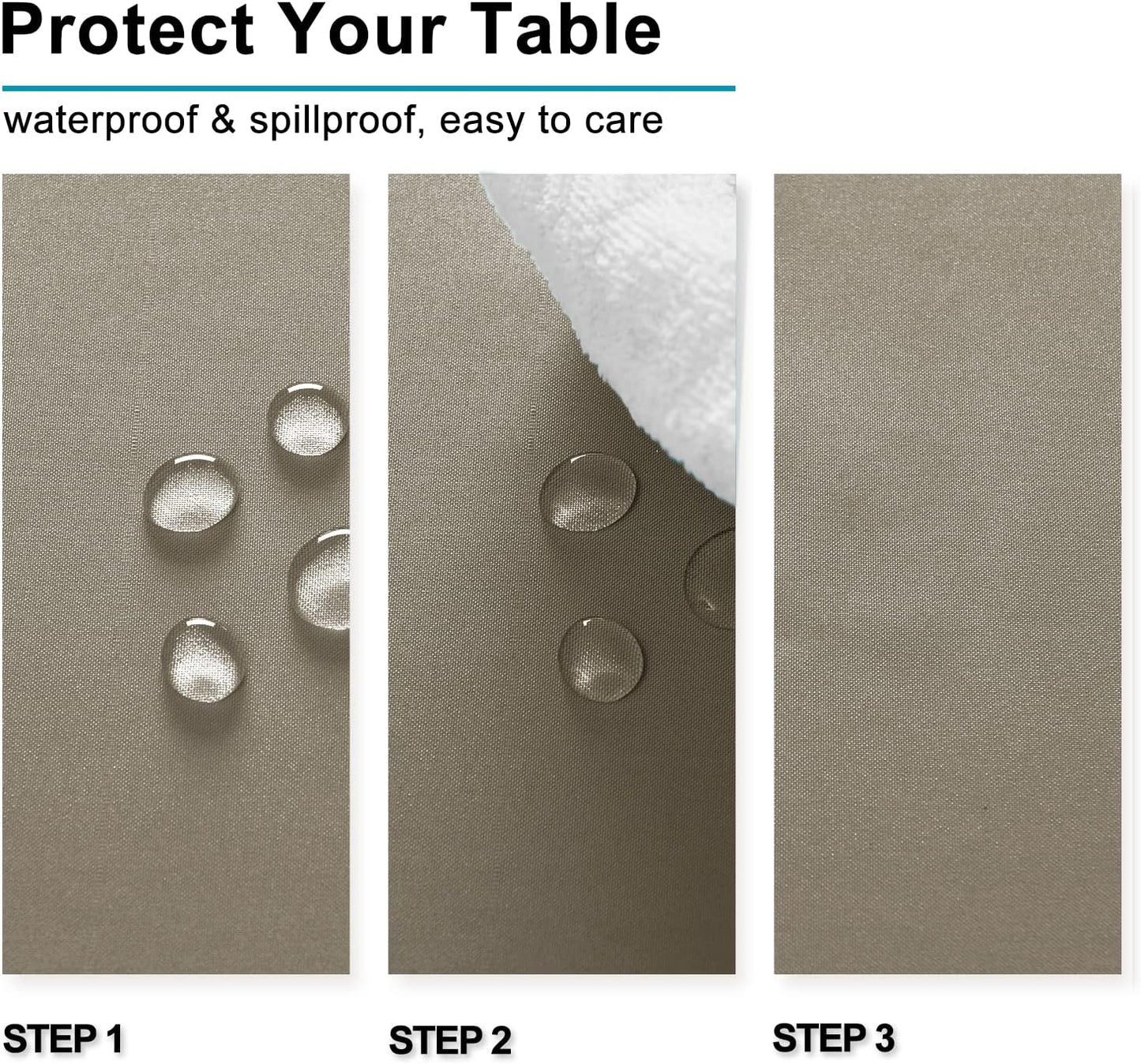 Hiasan Taupe Rectangle Tablecloth - Waterproof Washable Polyester Fabric Table Cloth for Buffect Dining Birthday Party Wedding, 30 x 60 Inch