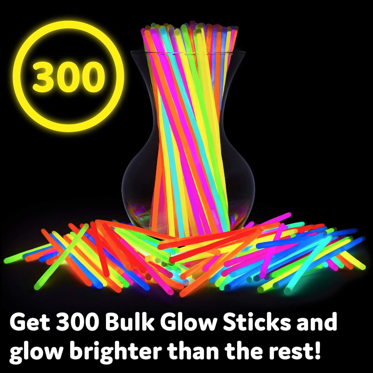 PartySticks Ultra Bright Glow Sticks Bulk Party Supplies 200 Pack - 8" Glow in the Dark Light Up Halloween Party Favors, Glow Decorations, Neon Party Necklaces and Bracelets with Connectors
