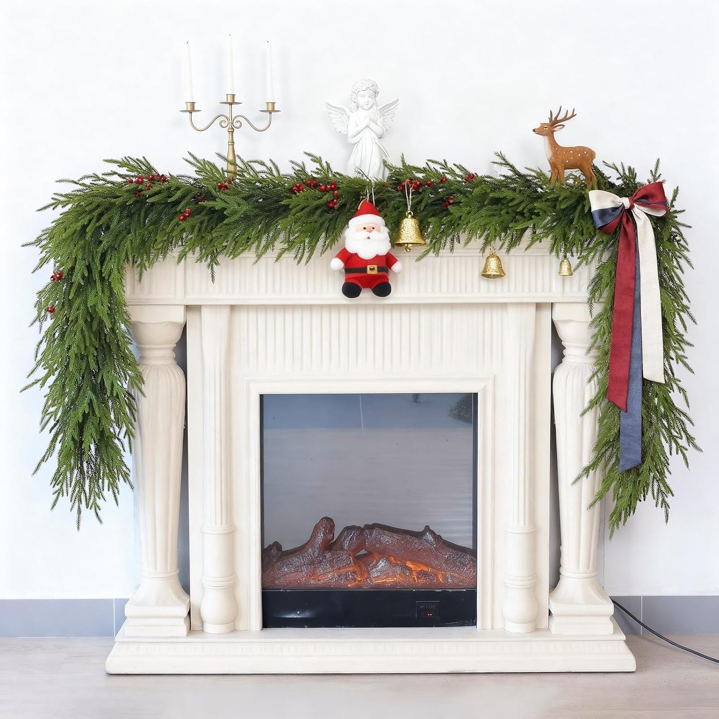 6FT Christmas Artificial Norfolk Pine Garland for Fireplace - Realistic Faux Greenery Fake Garland for Holiday,Table, Window,Mantel,Stairs, Home,Indoor Outdoor Decor (1PCS)