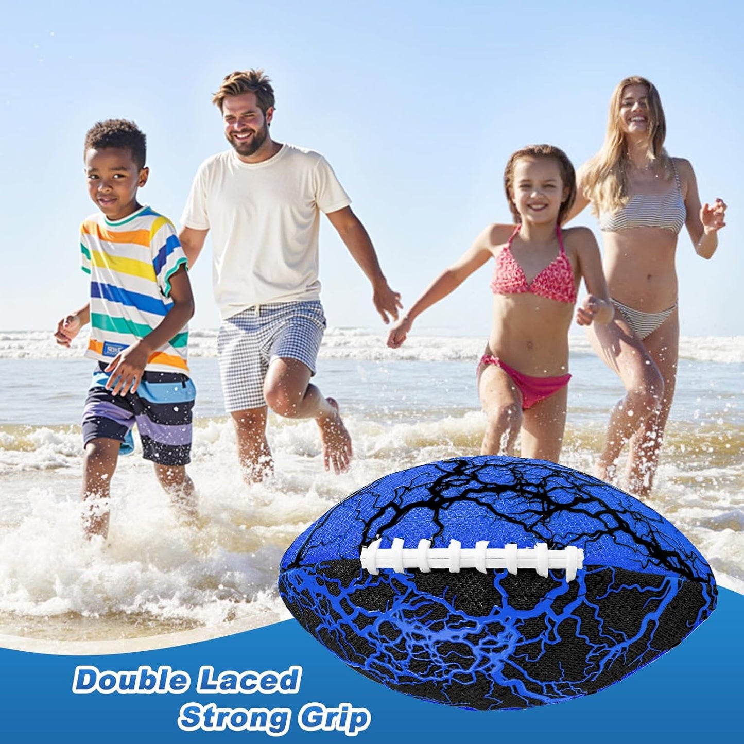 Jasonwell Pool Beach Water Football - Strong Grip Waterproof Soft Football for All-Weather Play Pool Toys Beach Games Backyard Outdoor Sports Toy Christmas Birthday Gifts for Kids Boys Teens Adults