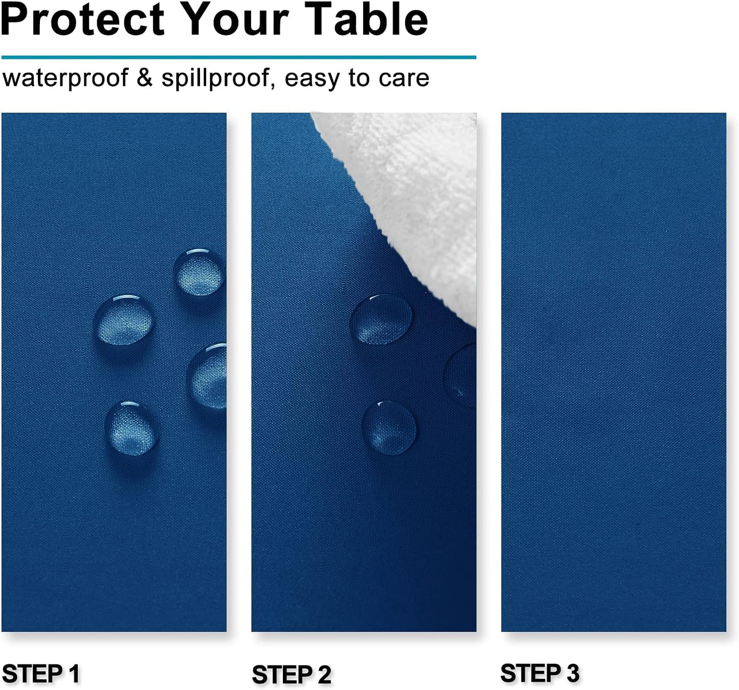 Hiasan Table Cloth Rectangle - Waterproof and Washable Fabric Tablecloth for Dining Room Kitchen and Outdoor Use, Royal Blue, 70 x 90 Inch