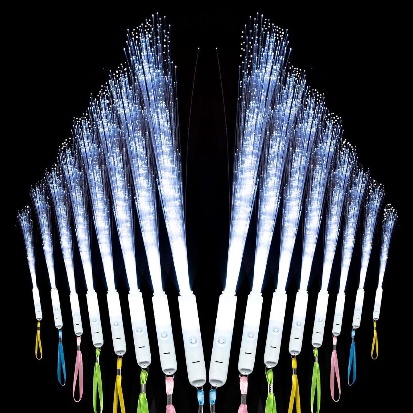100Pcs White Fiber Optic Wands,3 Models Wedding Sparklers,Glow Sticks Light up Sticks Led Light Wands Fit Wedding Bridal Shower Birthday New Years Eve Party Supplies 2025