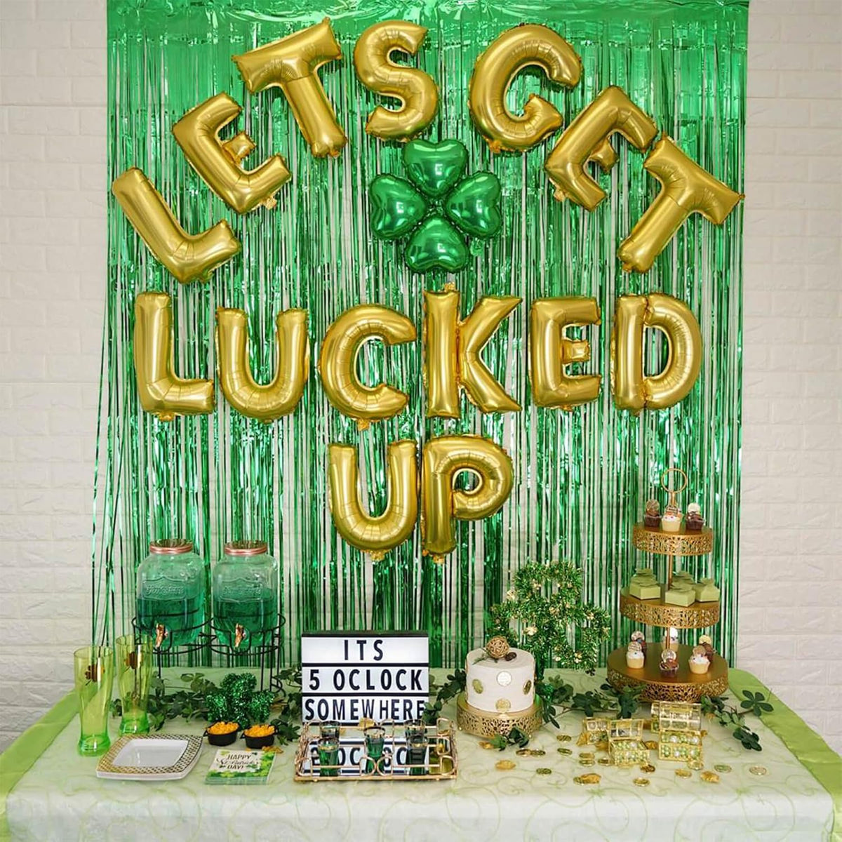 10 Pack Green Backdrop Curtain 3.2ft x 8.2ft Metallic Tinsel Foil Fringe Curtains Photo Booth Background for Birthday Party Decoration Baby Shower Engagement Wedding Christmas Decoration (Green)