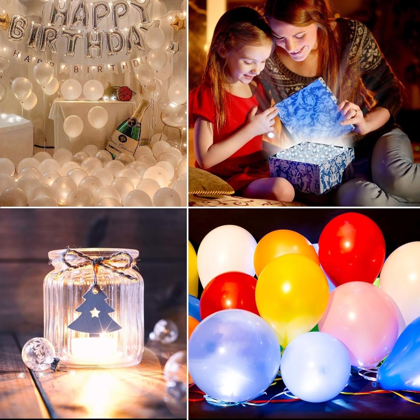 200pcs White LED Balloon Light, Tiny Light Mini Round Led Ball Lamp for Paper Lantern Balloon, Indoor Outdoor Event - Fun Halloween Christmas Party Wedding Decoration Supplies