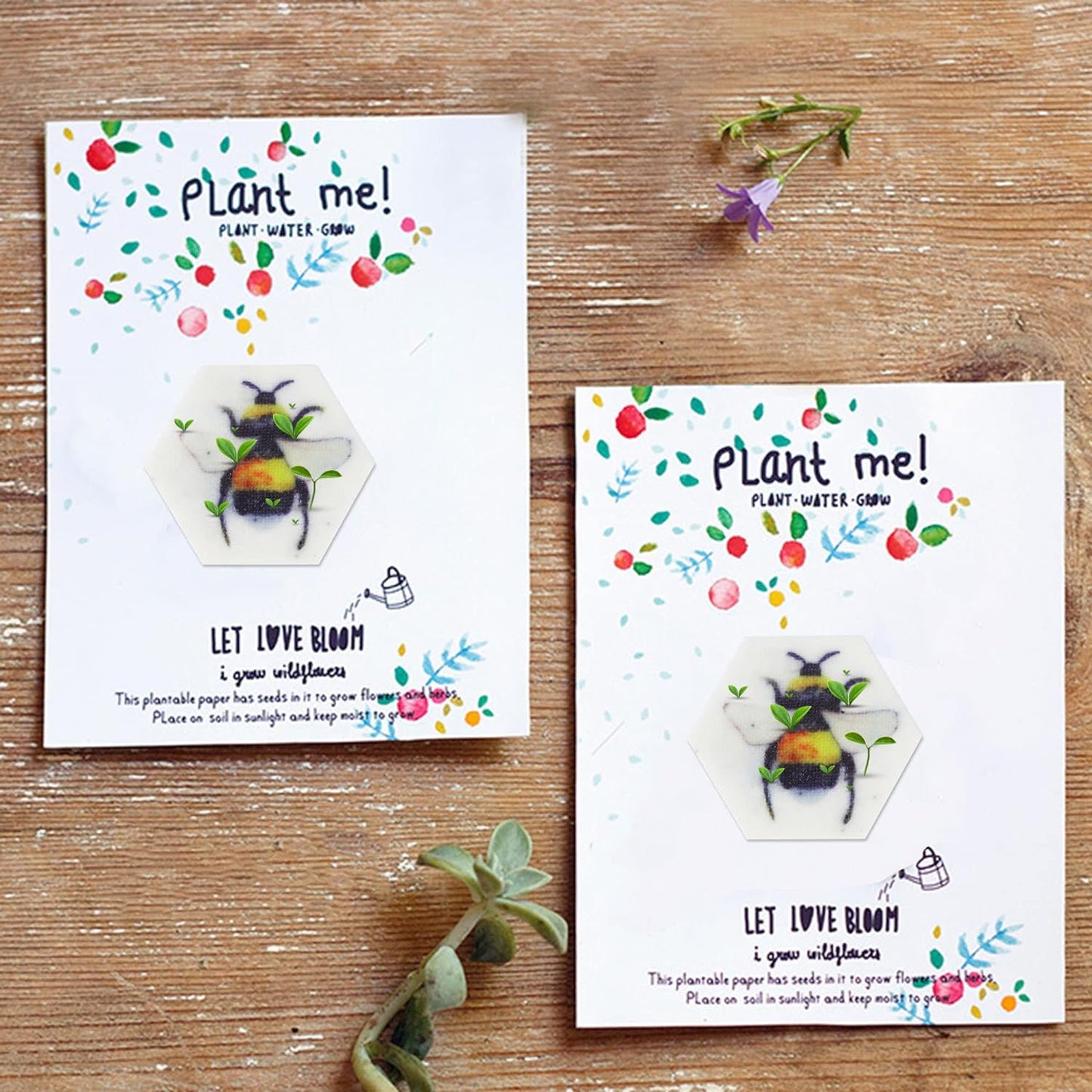 Plantable Wildflower Seed Paper Favors with Bee, Seed Packets Birthday Party Wedding Baby Shower Favors for Guests- Handmade Funeral Memorial Paper (Set of 24)