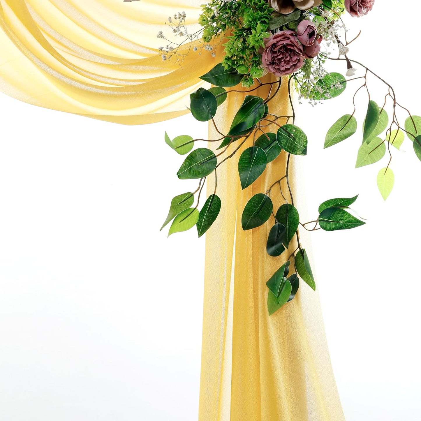 VDS Pack of 1 Panel (30 Inch X 30 Feet) Wedding Arch Draping Fabric Sheer Chiffon Fabric Drapery for Wedding Ceremony Reception Swag Backdrop Canopy Chuppah ARBO Altars Decoration (Gold)