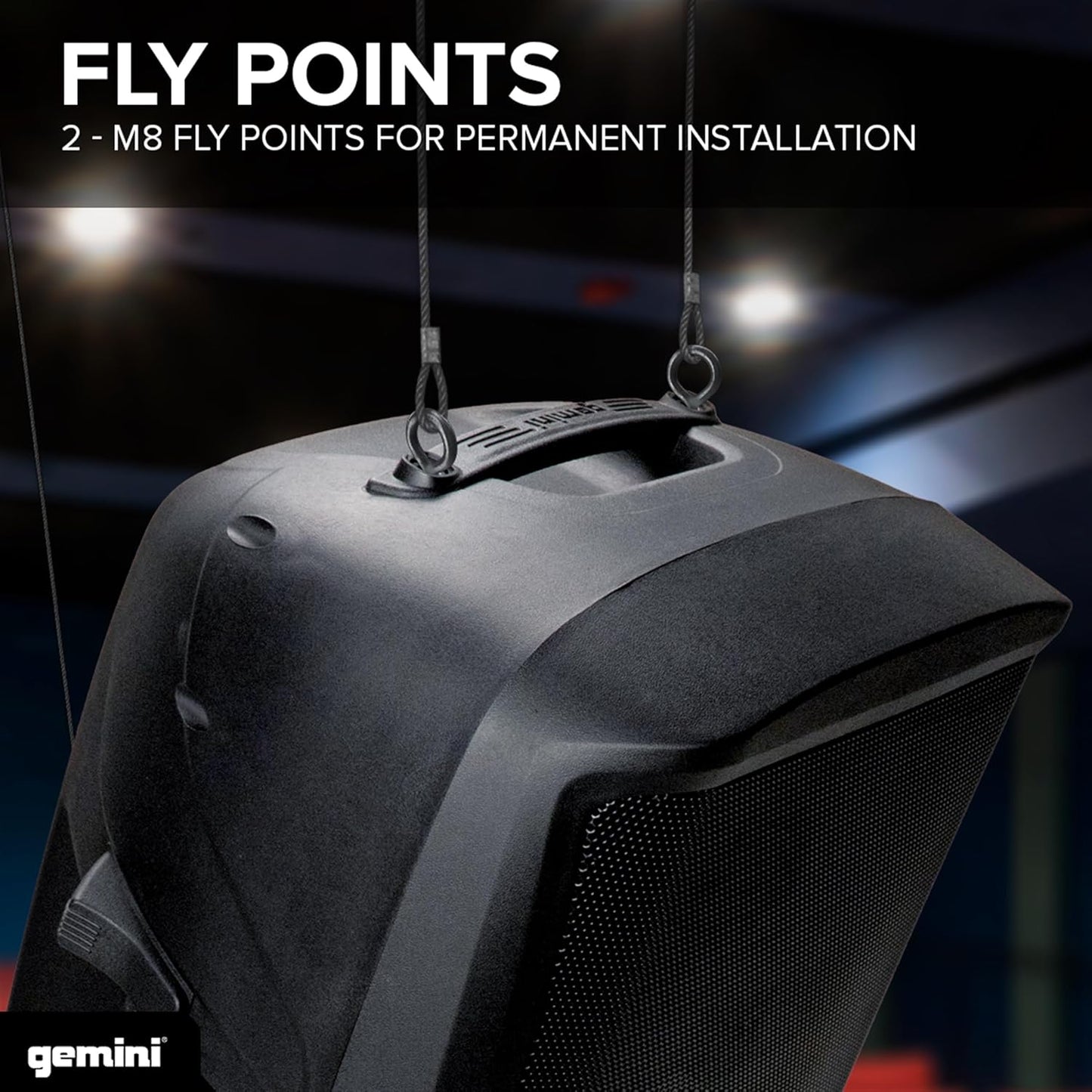Gemini Sound AS-2115BT-LT Active 2000W Watt Party LED Light 15 Inch Woofer Powered Stage DJ Monitor Bluetooth PA Speaker, Wireless Stereo Pairing, Portable Fly Points