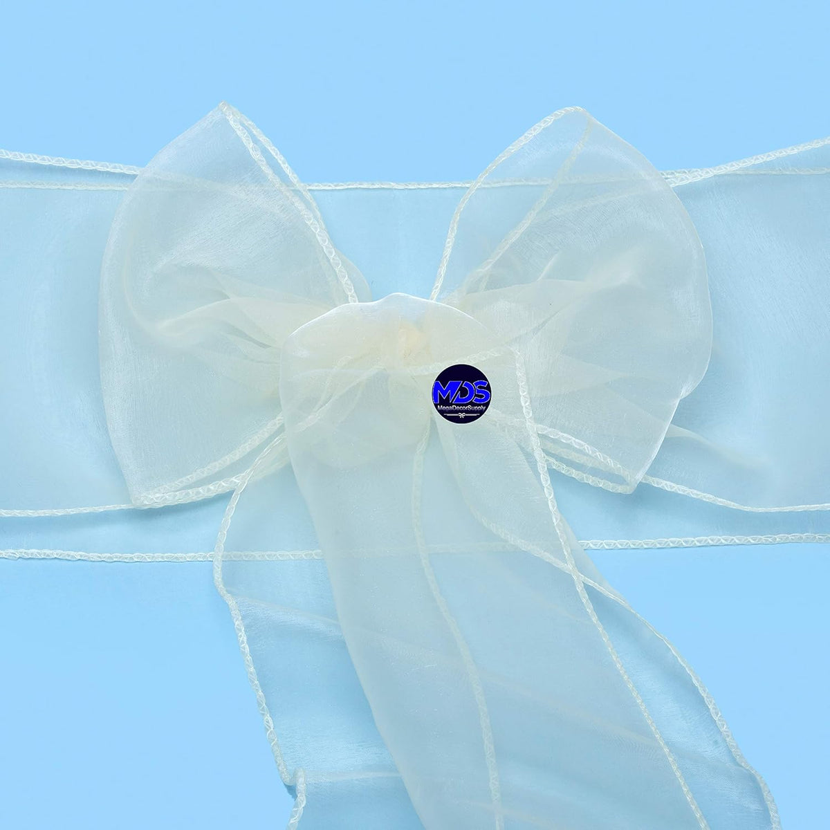 MDS Pack of 150 PCS Organza Chair Sashes Wider Dining Chair Bows Ribbon Tie Back for Wedding Party Birthday Bridal Shower Reception Event Banquet Home Chair Cover Decoration - Ivory
