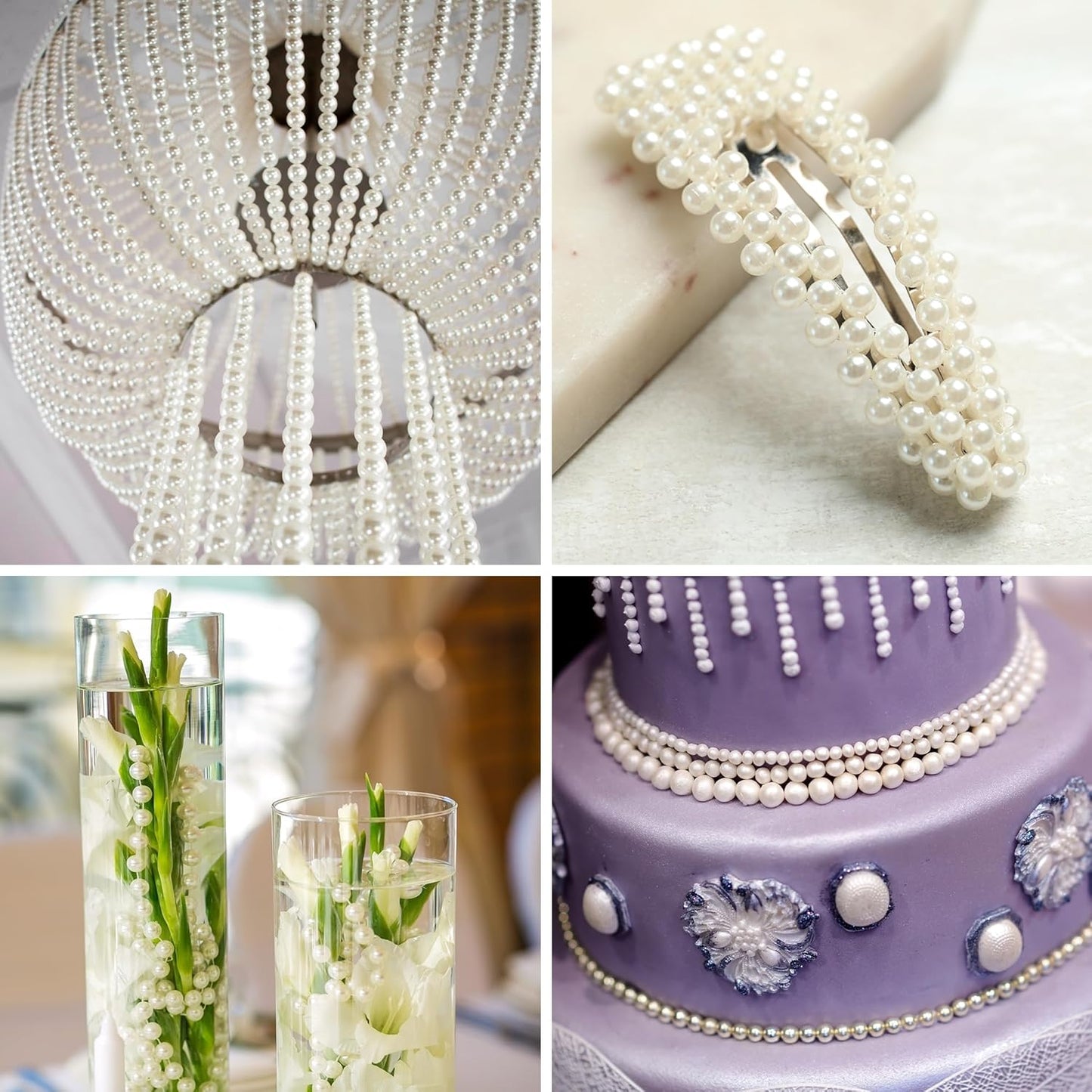 Mandala Crafts 4mm Faux Copper Pearl Beads Roll - 44 Yards Strand of Fake Pearls Chain Garlands Spool String for Christmas Tree, Wedding, Party, Vases, DIY Decoration