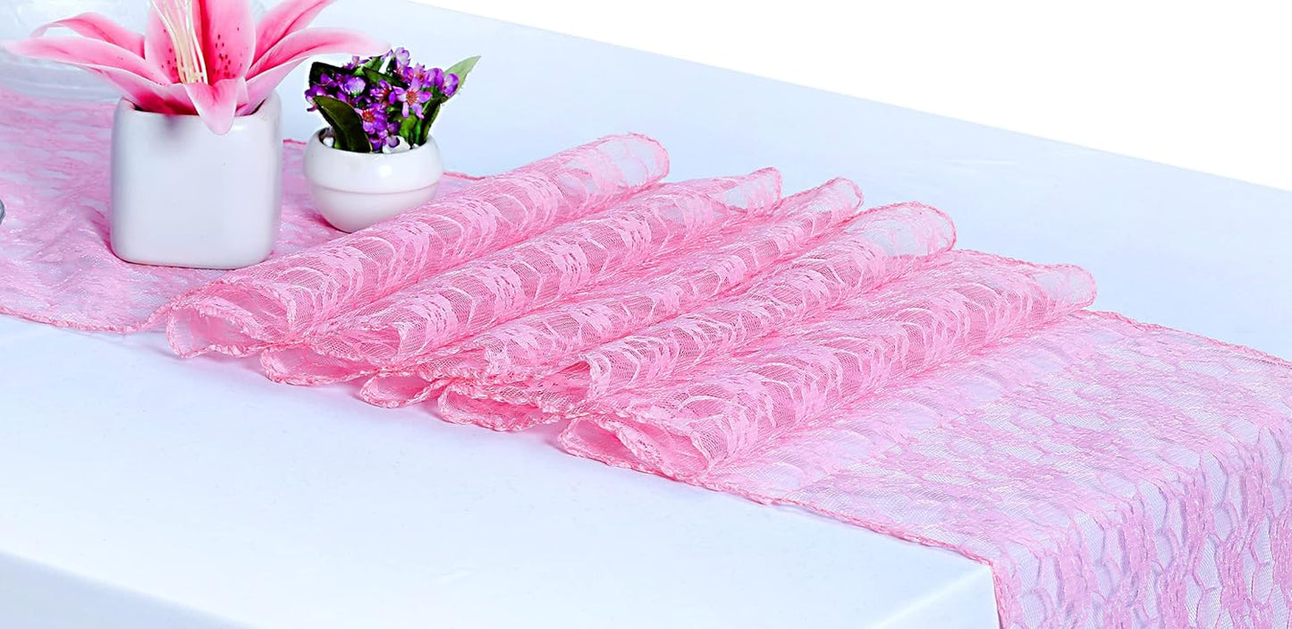 MDS Pack of 12 Wedding 12 x 108 inches Satin Table Runner for Wedding, Decorations for Birthday Parties, Banquets, Graduations, Engagements, Runners fit Rectangle, Round Table- Pink