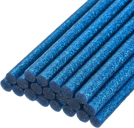 uxcell 20pcs Hot Glue Sticks for Glue Gun 7mm/0.27-inch x 8-inch Mini Hot Melt Adhesive Glue Stick Glitter Bright Blue