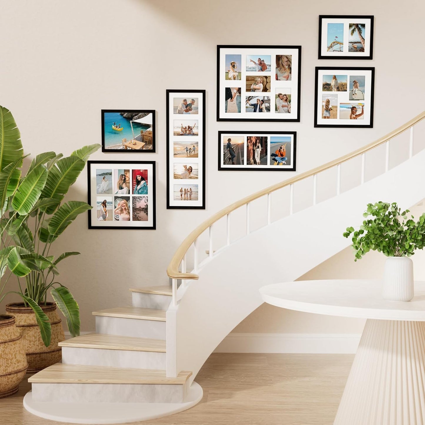 Vittanly 15x17 Collage Picture Frame, Displays 7Pcs 4x6 Pictures with Mat, Picture Frames Collage Wall Decor for Horizontal or Vertical Display, Black, 1 Pack
