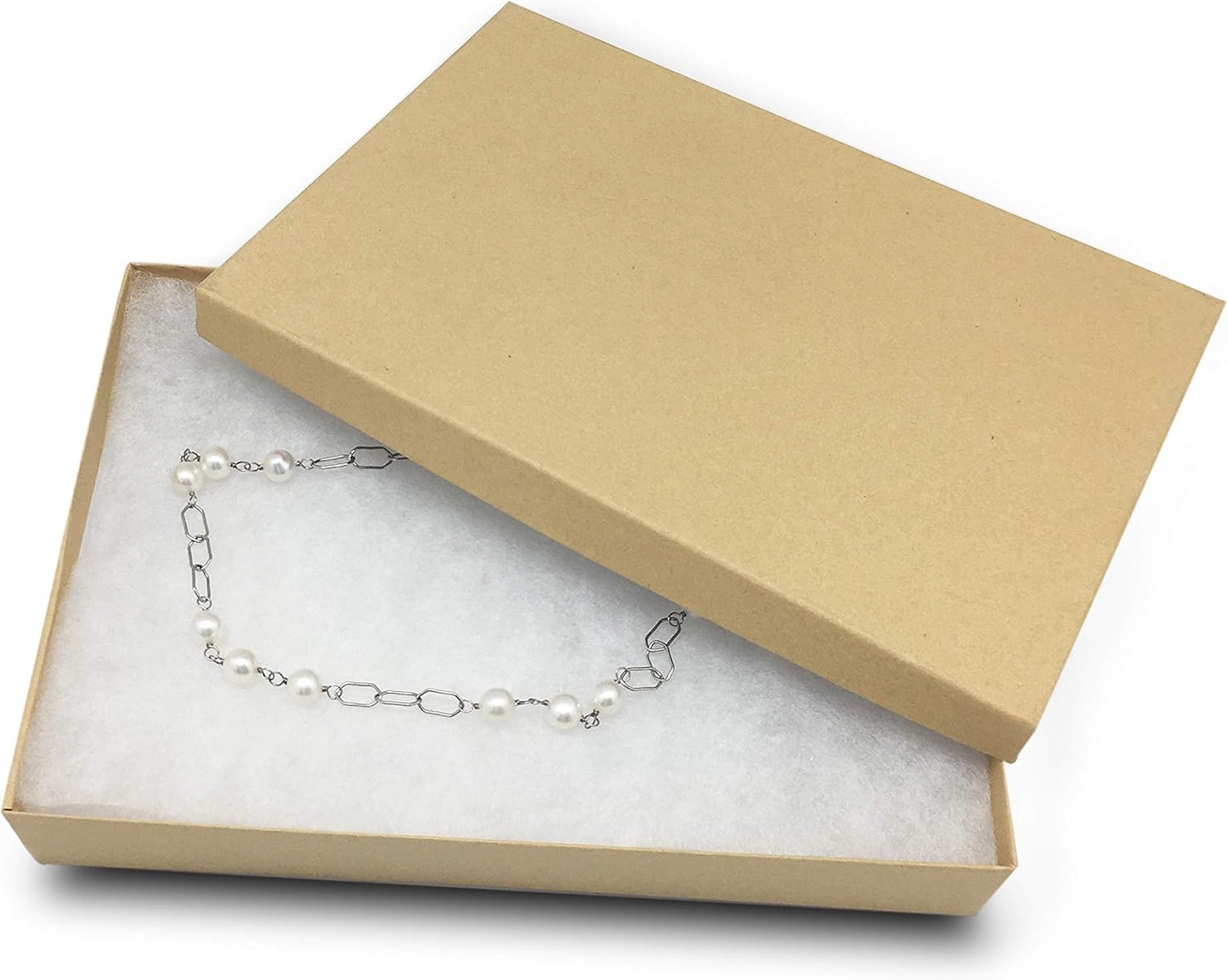 TheDisplayGuys - 25-Pack #53 Kraft Paper Cardboard Gift Boxes/Jewelry Cases w. Cotton Padding & Lid - Kraft Brown - (5.4" x 3.9" x 1.0")