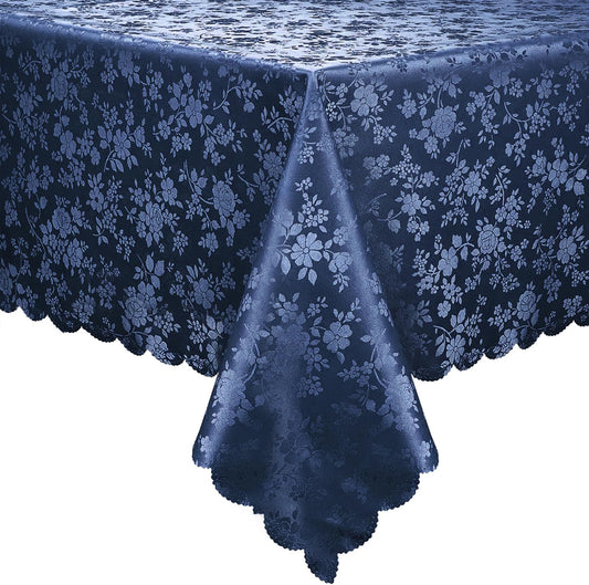 Smiry Rectangle Table Cloth, Waterproof Heavy Duty Vinyl Tablecloth, Wipeable Washable Table Cover for Kitchen and Dining Room (Navy Blue, 54" X 108")