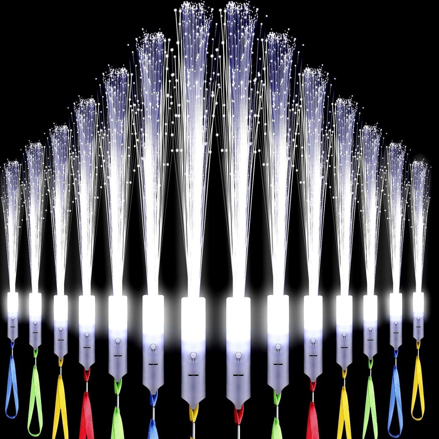 100 Pcs White Fiber Optic Wands Bulk Wedding Sparklers Party Favors LED Light Glow Sticks with 3 Modes Long Flashing Glow for Birthday Wedding Bridal Shower Glow in the Dark Party Favors