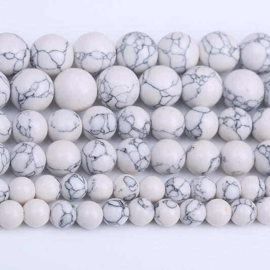 White Turquoise Stone Beads Gemstone Round Crystal Energy Jade Beads Stone Beads for Jewelry Making DIY Bracelet Necklace Jewelry Making 1 Strand 15.5inch 90PCS 4MM