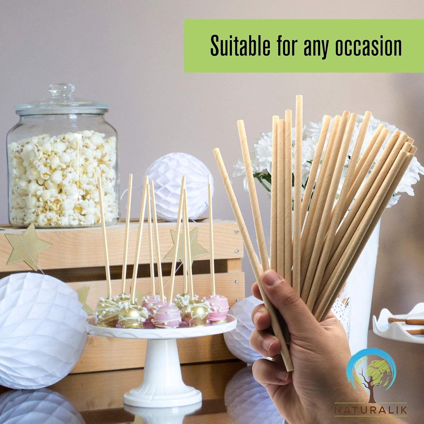 300/1000-Pack Extra Durable Brown Paper Straws Biodegradable- Premium Toxin Free Paper Straws Bulk- Drinking Straws for Juices, Restaurants and Party supplies, 7.7" (Brown, 300ct)