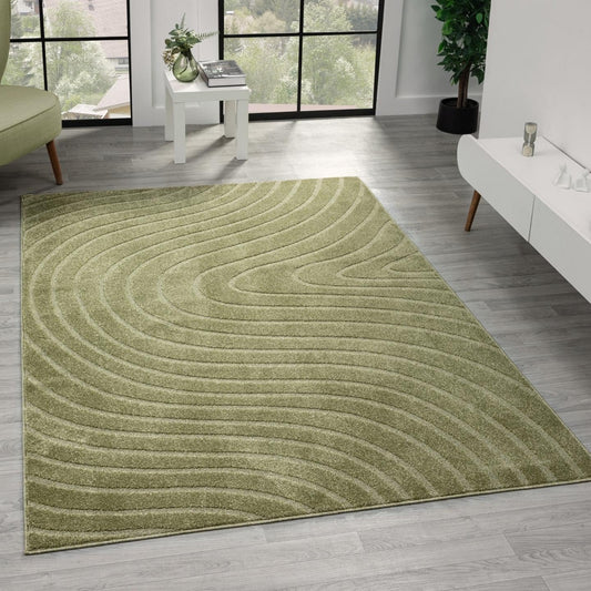 LUXE WEAVERS Modern Geometric Wave Green 5x7 Area Rug, Contemporary Stain Resistant Carpet