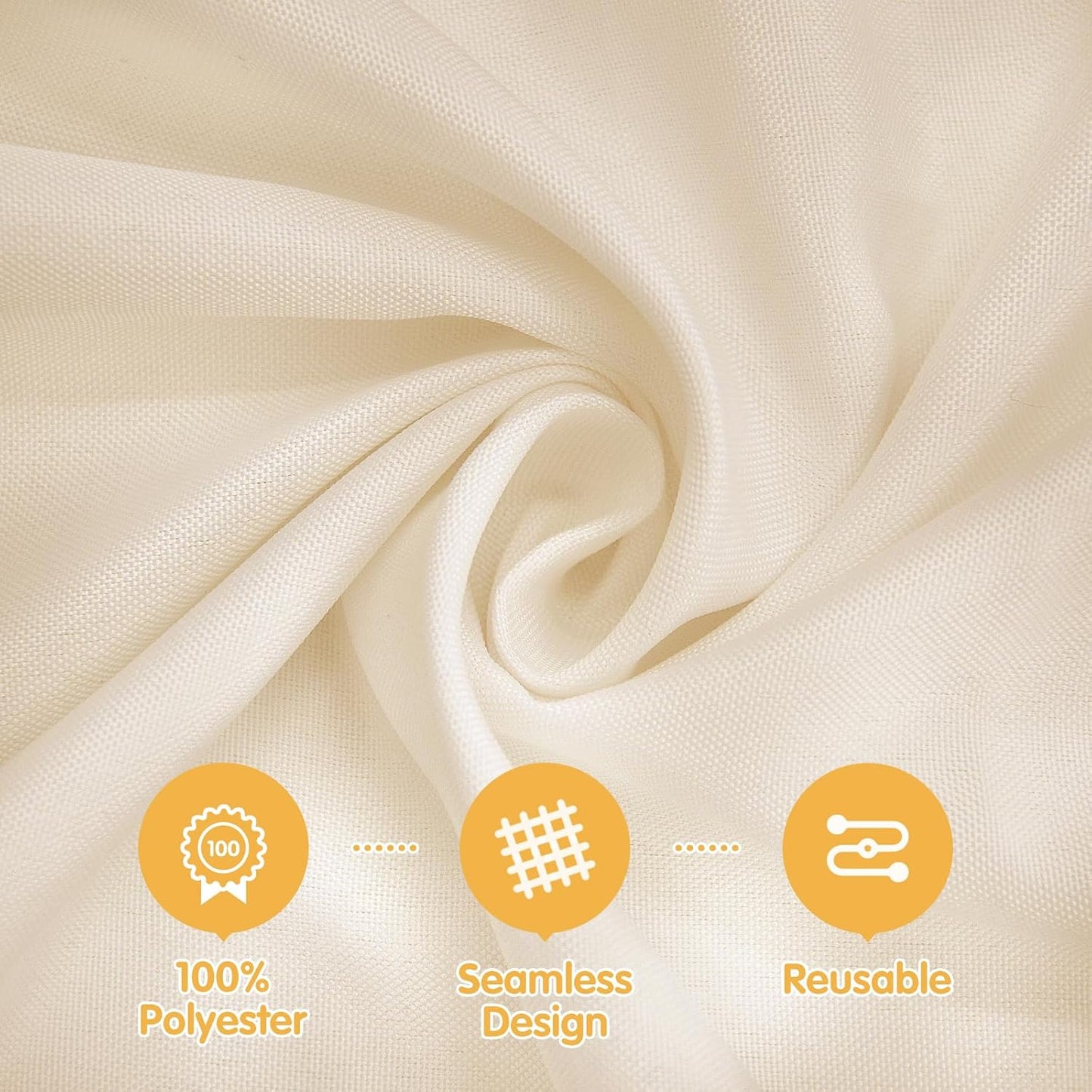 BRILLMAX 4 Pack Beige Tablecloths for 8 Foot Rectangle Tables 90 x 156 Inch - 8ft Rectangular Bulk Linen Polyester Fabric Washable Cloth Cover for Wedding Reception Banquet Birthday Party
