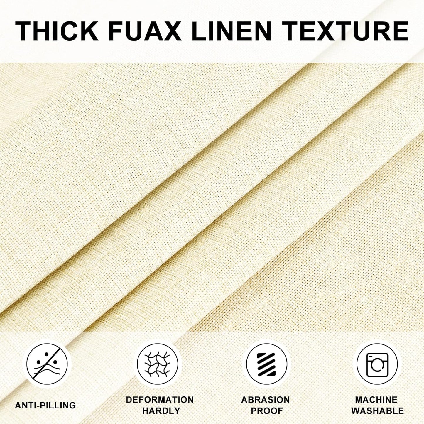 Hiasan Round Linen Tablecloth 80 Inch - Wrinkle and Stain Resistant Washable Polyester Fabric Table Cloth for Dining Room Kitchen Party, Champagne