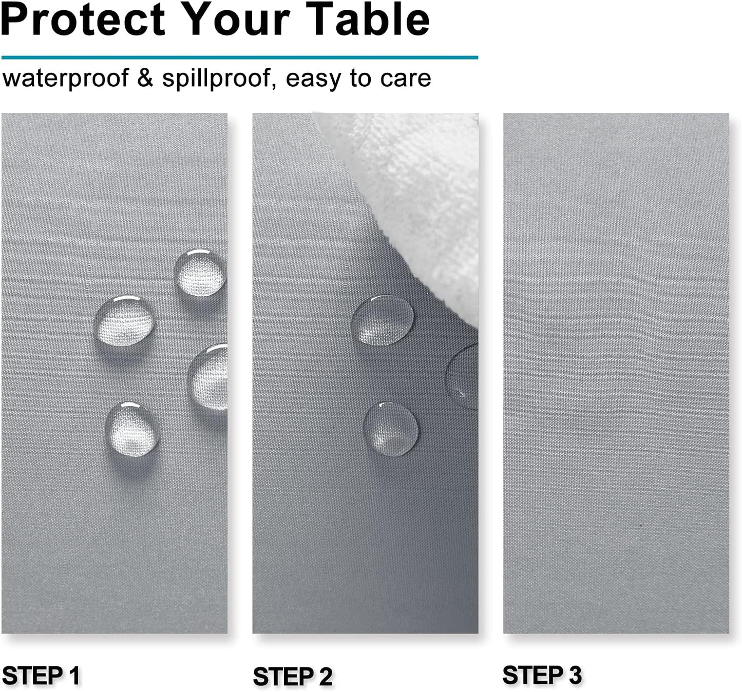 Hiasan Silver Grey Square Tablecloth - Waterproof and Spillproof Washable Fabric Table Cloth for Dining Room Kitchen Party and Outdoor, 54 x 54 Inch