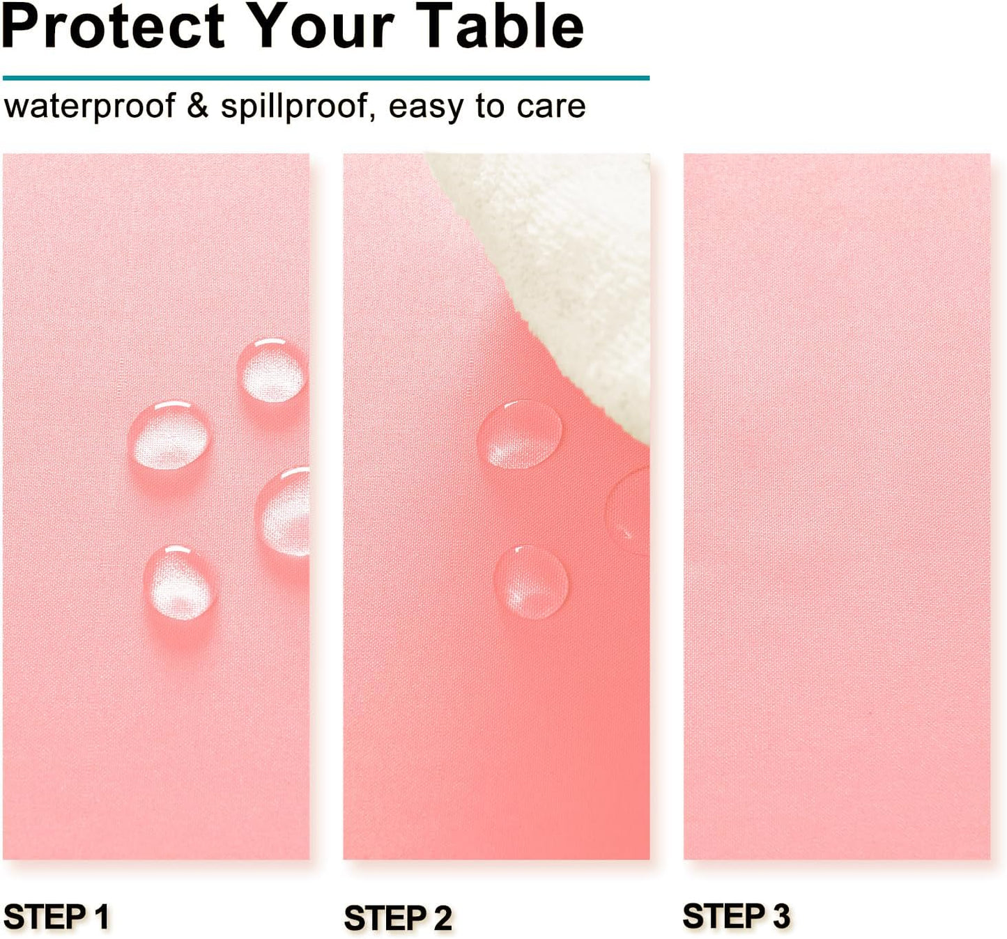Hiasan Rose Pink Tablecloth for Rectangle Tables - Waterproof and Spillproof Washable Fabric Table Cloth for Dining Room Kitchen Party, 60 x 102 Inch