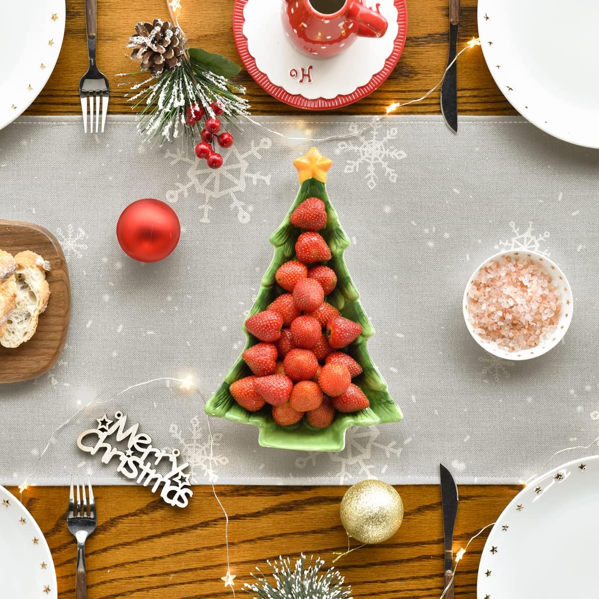 Artoid Mode Grey Snowman Snowflake Let it Snow Christmas Table Runner, Seasonal Winter Kitchen Dining Table Decor for Home Party Indoor 13x36 Inch