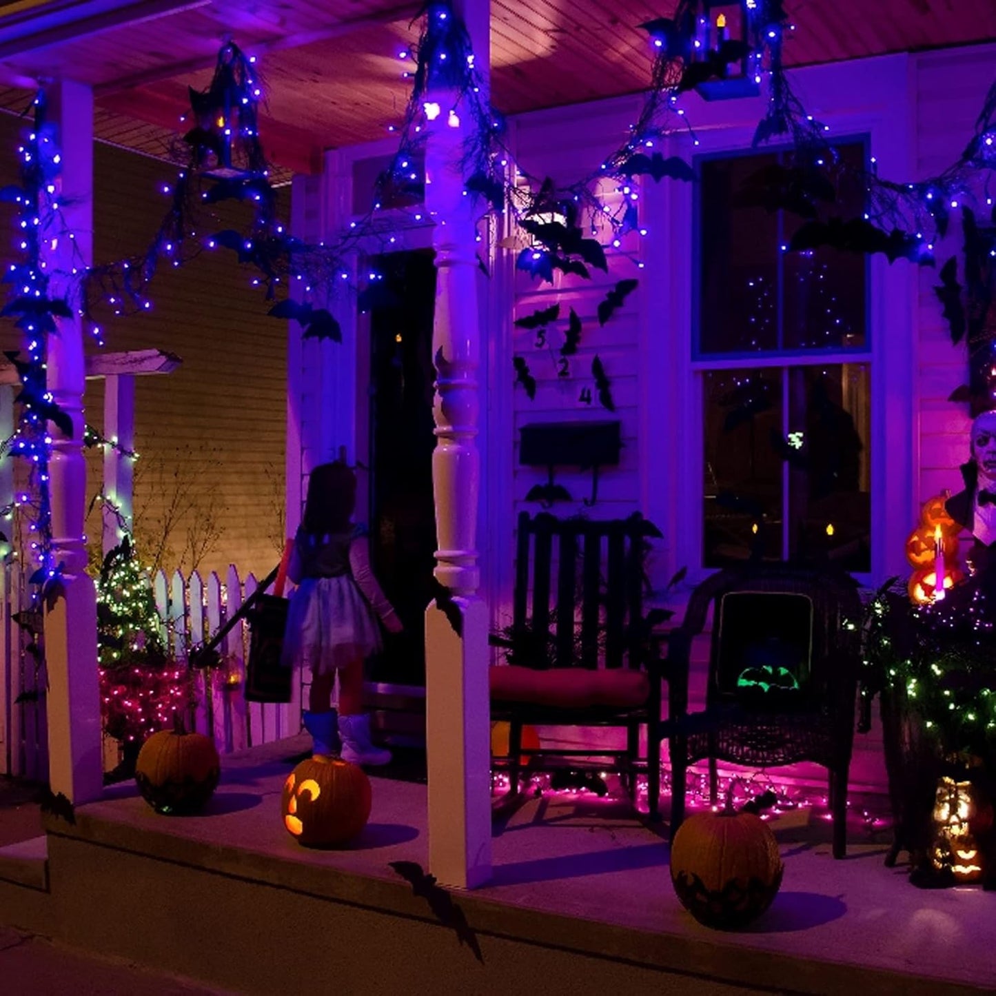 Dazzle Bright Halloween Fairy String Lights, Total 40FT 120LED Copper Wire Battery Operated Waterproof Lights, Halloween Decorations for Indoor Home Outdoor Garden Patio Party Decor (Purple)