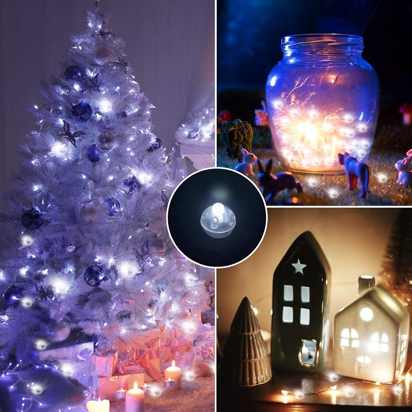 50pcs White LED Balloon Lights, Tiny Led Lights Mini Round LED Ball Lamp for Paper Lantern Balloons, Indoor Outdoor Party Event Fun Party Supplies Halloween Christmas Wedding Decoration