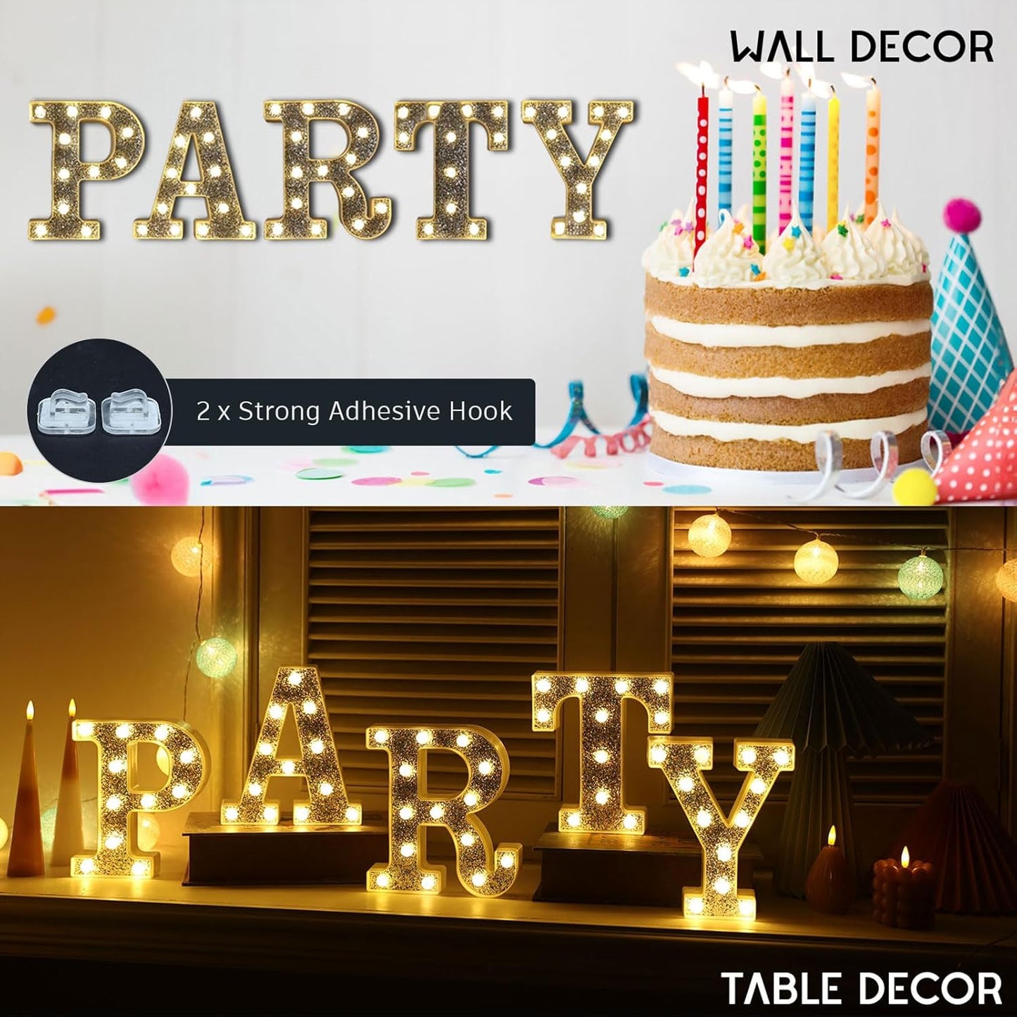 Marquee Light Letters for Table Decorations, Glitter Light Up Signs for Prom, Events, or Engagement Party Decor, Featuring Alphabet & Number Lighted Letters, Number 2