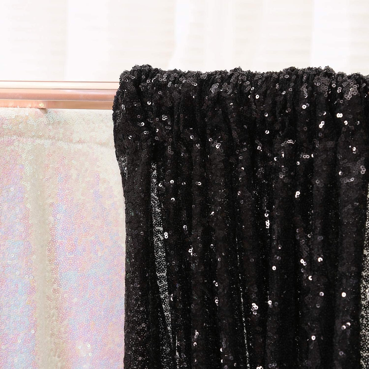 Poise3EHome Black Sequin Backdrop,8FT x 10FT Sequin Photography Backdrop Curtain for Party Decoration