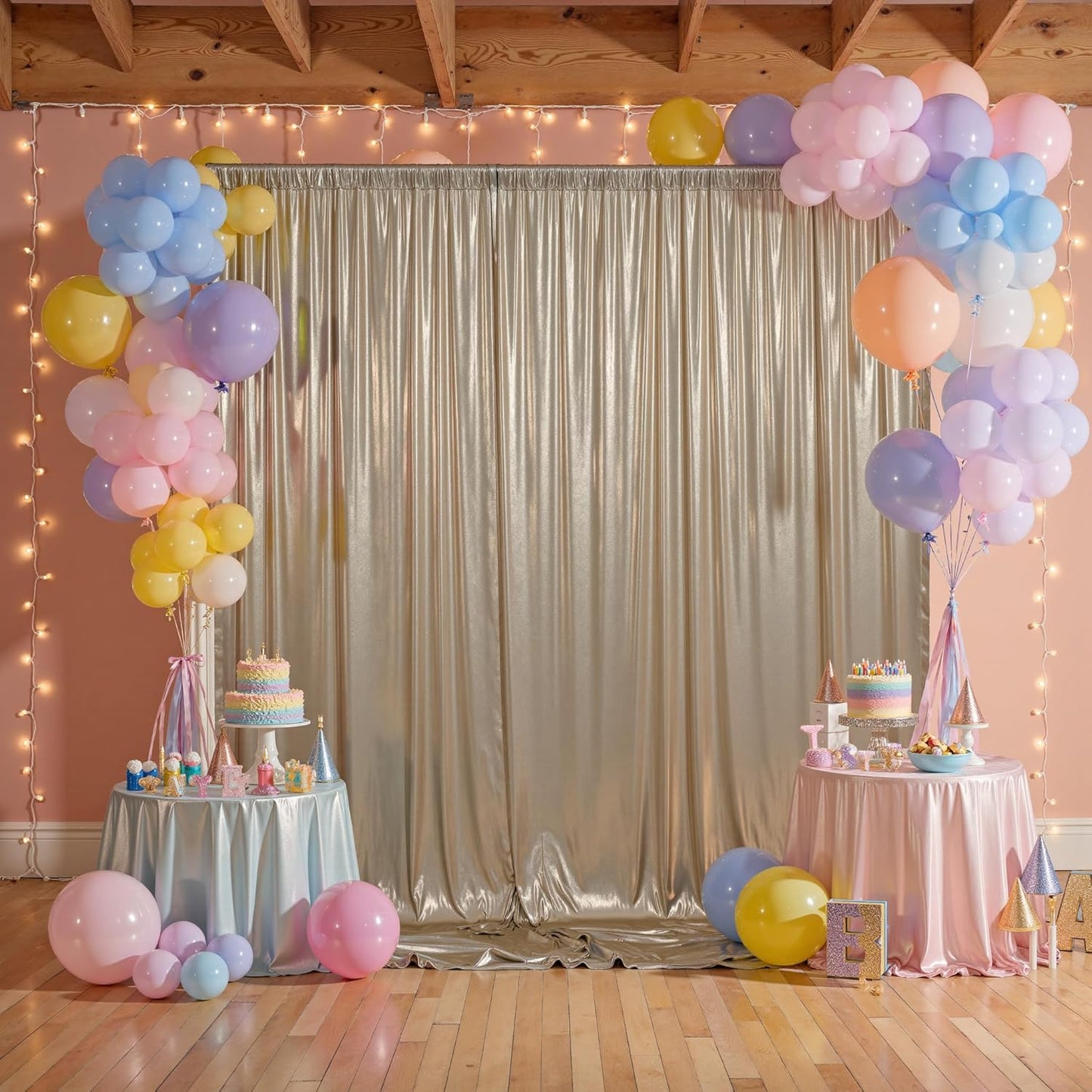 10x10ft Thick Champagne Glitter Backdrop Curtain Panels for Parties, Wrinkle Free Sequin Sparking Photo Backdrop Drapes, 2 Panels 5x10ft Shimmer Back Drop Cloth for Wedding Birthday Photography
