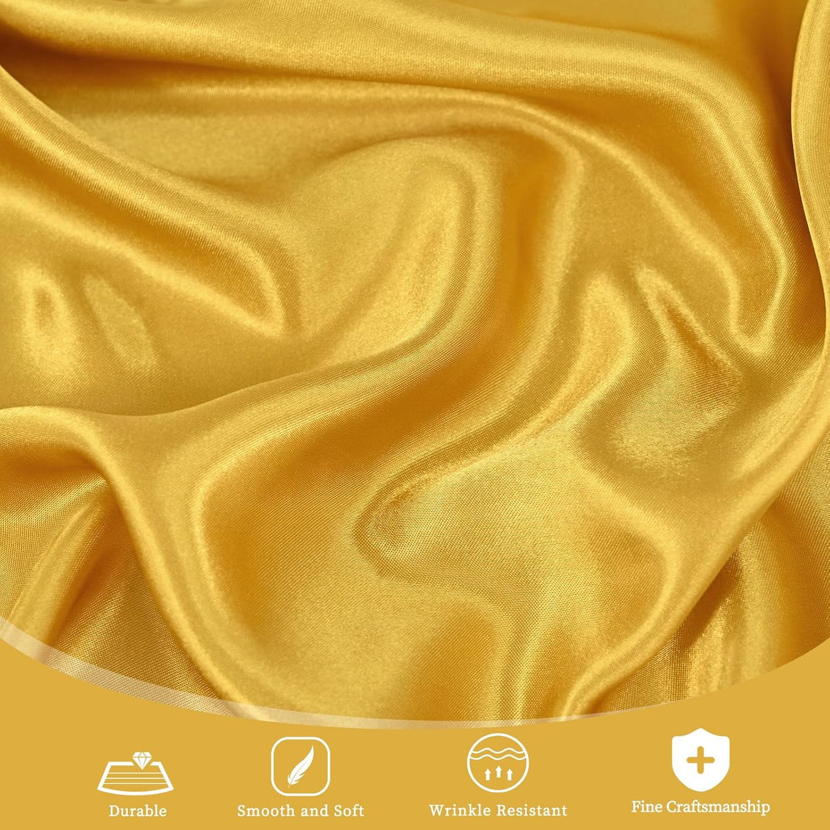 6 Pack 108 Inch Gold Satin Tablecloth - Premium Bright Silky Round Tablecloth Overlay Smooth Fabric Table Cover, Table Decoration for Wedding Party Banquet Events Restaurant Kitchen Dining