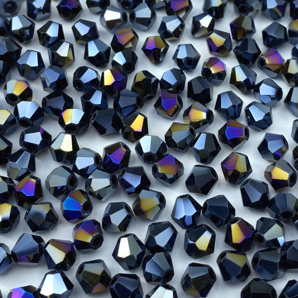 100pcs 8mm Bicone Crystal Glass Beads Loose Spacer Beads Faceted Craft Beads for Jewelry Making DIY Necklace Bracelet Earring Wind Chimes Suncatchers Ornamen(Black AB)