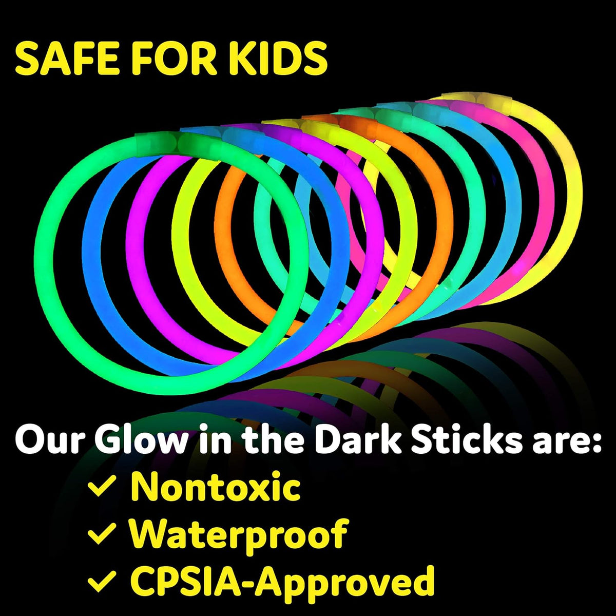 PartySticks Ultra Bright Glow Sticks Bulk Party Supplies 200 Pack - 8" Glow in the Dark Light Up Halloween Party Favors, Glow Decorations, Neon Party Necklaces and Bracelets with Connectors