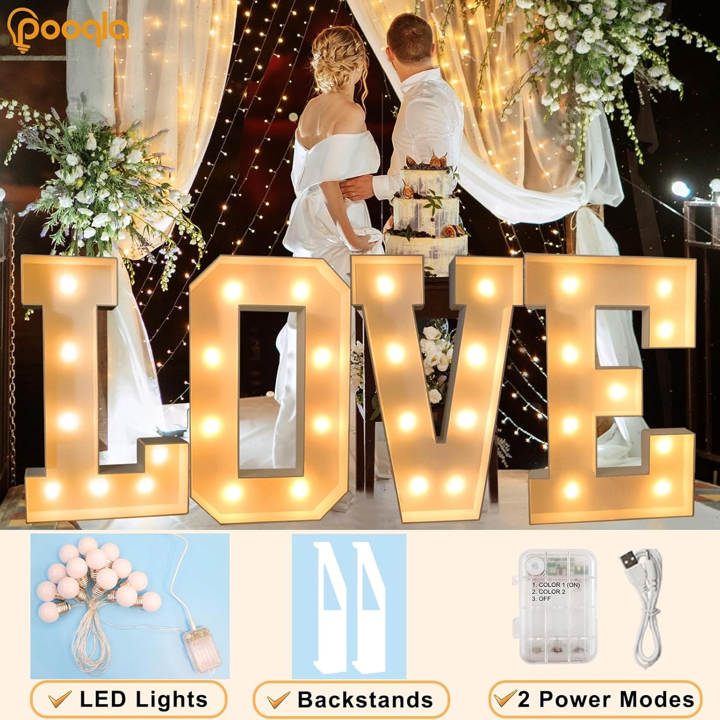 Pooqla 3FT Marquee Light Up Letters, Cool White and Warm White LED Big Mosaic Marquee Letters 3 Feet, Giant Letter Sign for Balloons Birthday Anniversary Wedding Party Decoration, Letter V